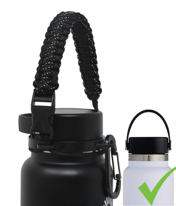 Paracord Handle Compatible with Hydro Flask Wide Mouth Water Bottle, Fits 12oz 16oz 20oz 32oz 40oz 64oz