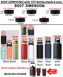 Protective Silicone Boot for YETI 64oz 46oz 36oz 26oz 18oz 12oz Rambler Water Bottles, Anti-Slip Bottom Cover, BPA Free