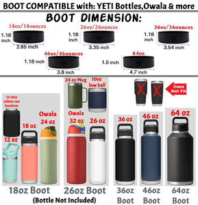 Protective Silicone Boot for YETI 64oz 46oz 36oz 26oz 18oz 12oz Rambler Water Bottles, Anti-Slip Bottom Cover, BPA Free