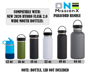 Paracord Handle Compatible with Hydro Flask Wide Mouth Water Bottle, Fits 12oz 16oz 20oz 32oz 40oz 64oz