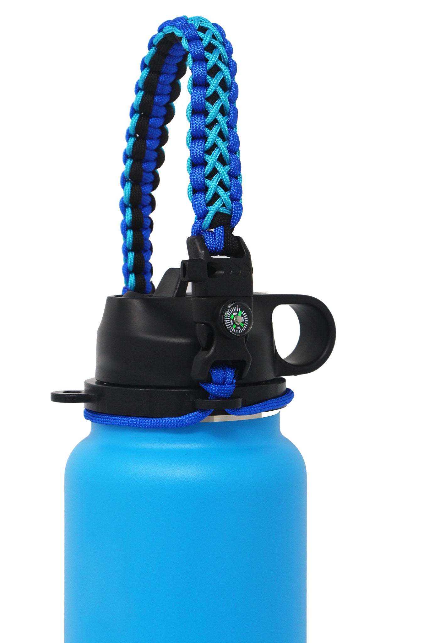 QeeCord 2.0 Paracord Handle for Hydroflask 2.0 Wide & Standard Mouth Water  Bottles Strap Carrier with New Safety Ring Holder, 12oz - 64oz