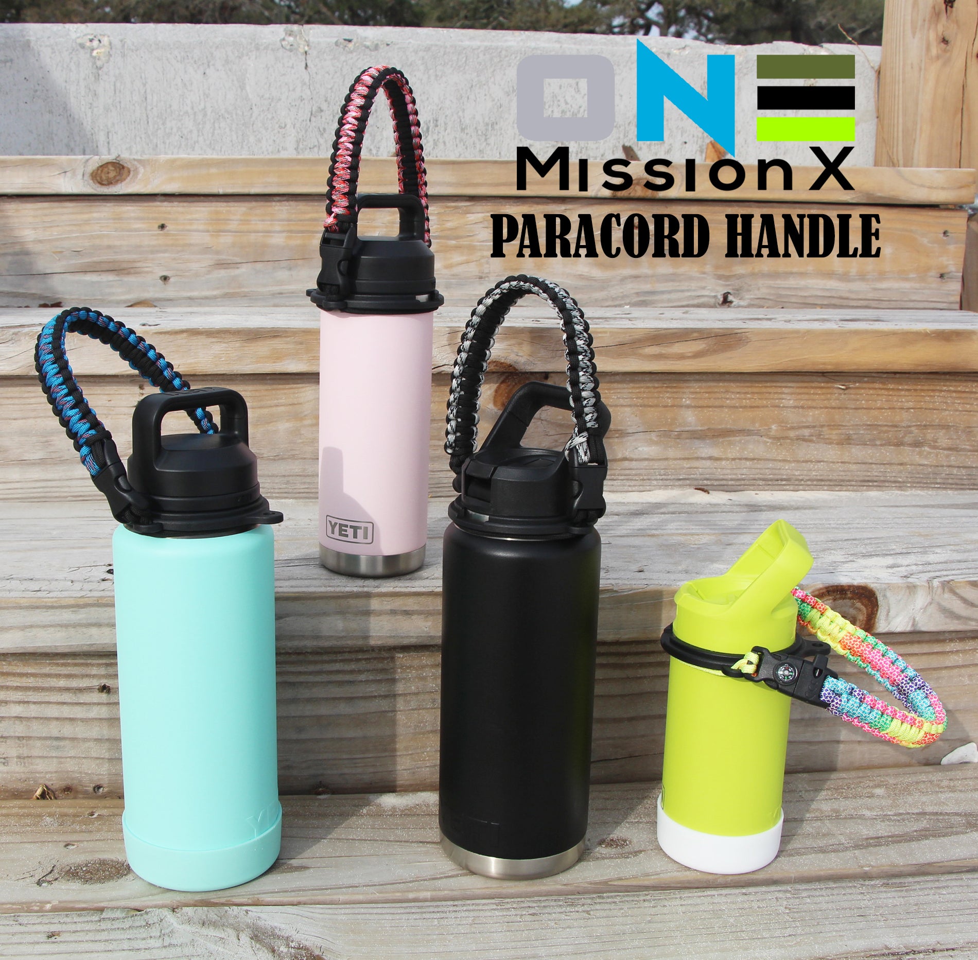 Paracord Tumbler Handle Carrier Fit 18 oz, 36 oz, 64 oz Yeti Tumbler Rambler,  Rtic and other Water Bottles