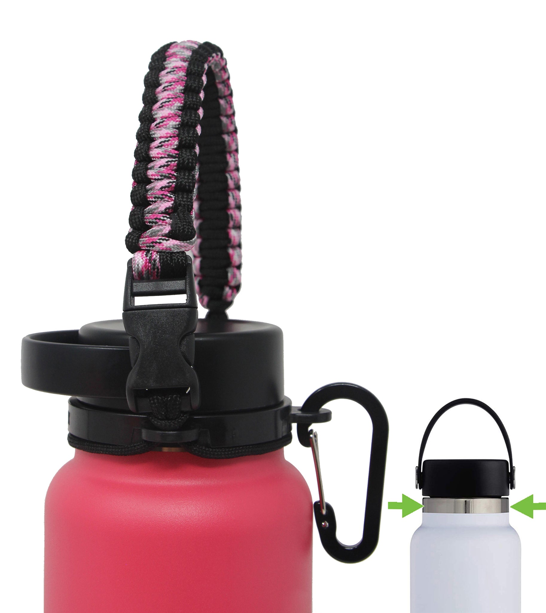  One MissionX New Paracord Handle 2.0 for Wide Mouth Water  Bottles - Compatible with Hydro Flask, Iron Flask, Simple Modern Summit,  Fits 12oz to 64oz - Durable & Secure Accessories (