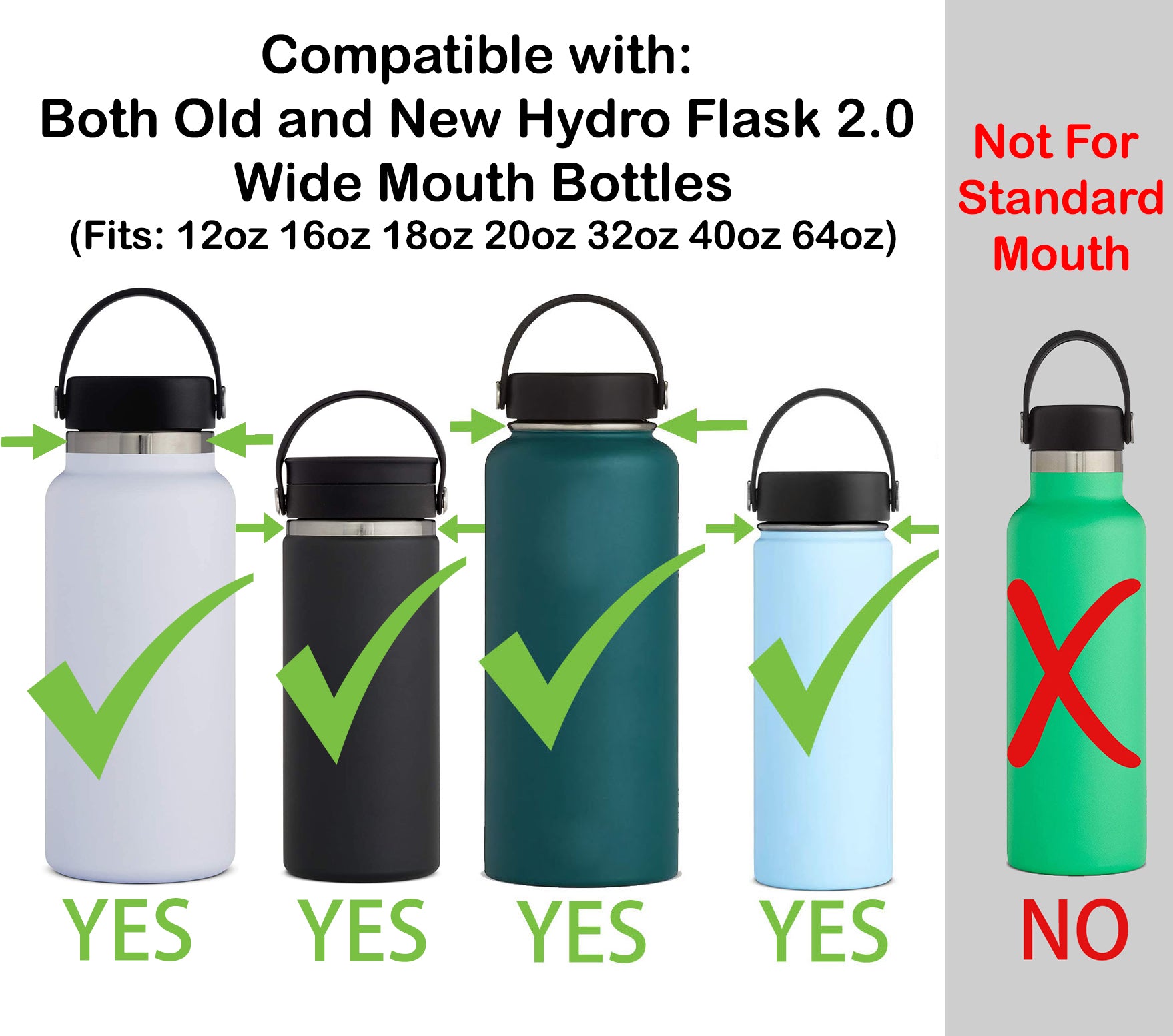 Carrier Handle For HydroFlask Wide mouth 12 16 18 20 32 40 64 oz VSCO  Camping