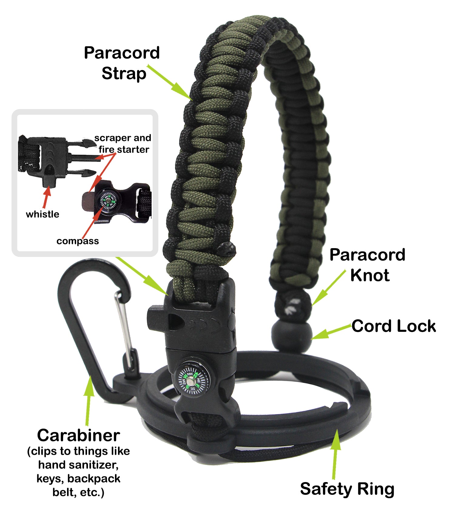 Paracord Tumbler Handle Carrier Fit 18 oz, 36 oz, 64 oz Yeti Tumbler Rambler,  Rtic and other Water Bottles