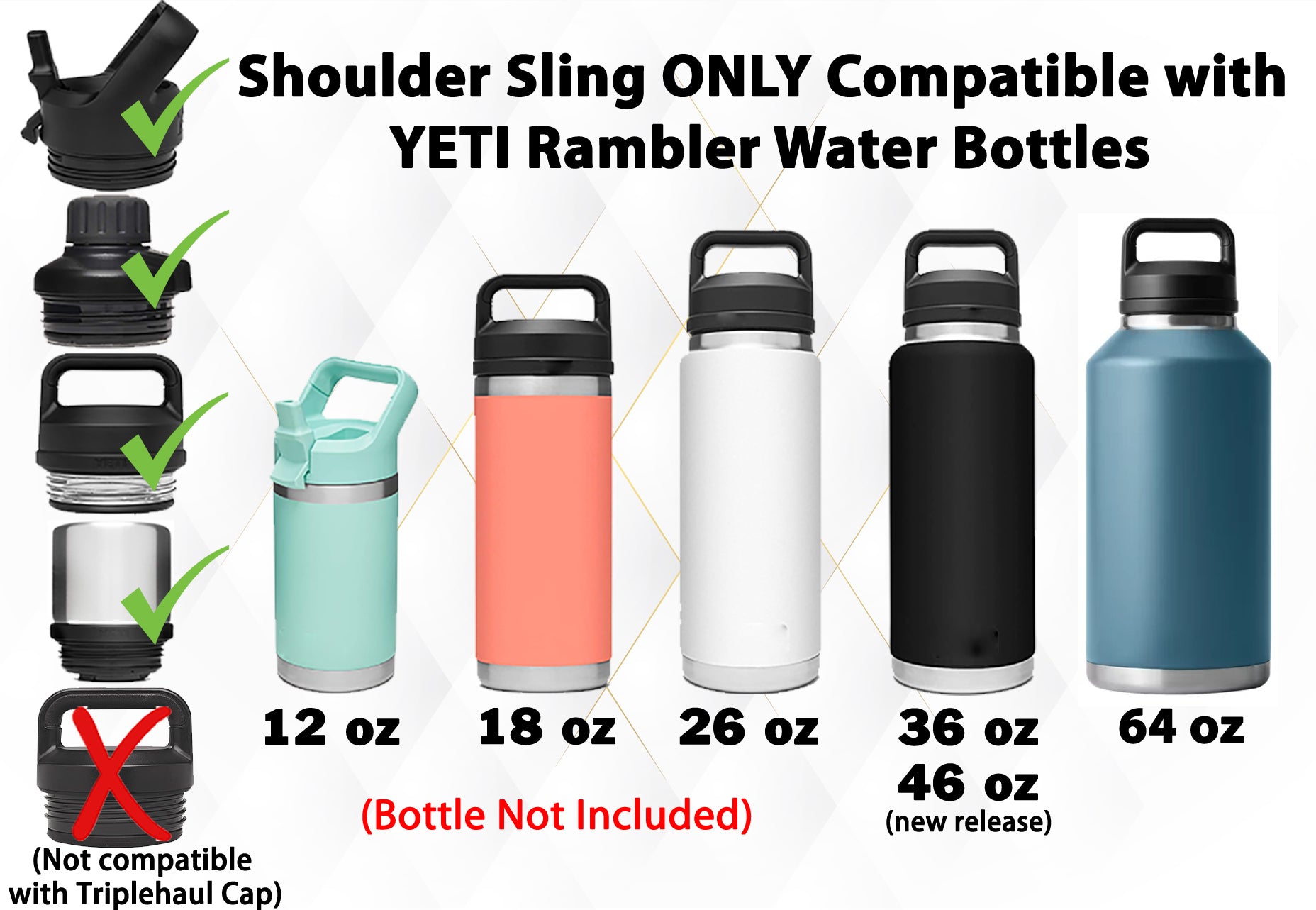 NEW YETI Large Rambler Bottle Sling Holder Fits 26 oz or 36 oz