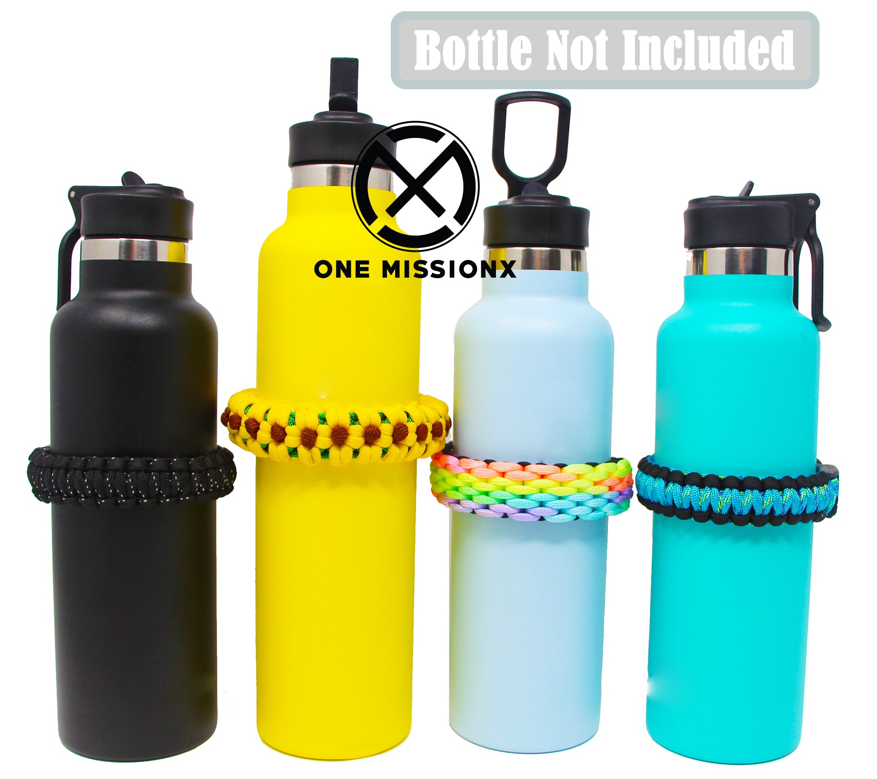 One MissionX Paracord Handle 2.0 for Hydro Flask Wide Mouth Water Bottles -  Also Compatible with Iron Flask, Simple Modern, Takeya, Fits 12oz to 64oz